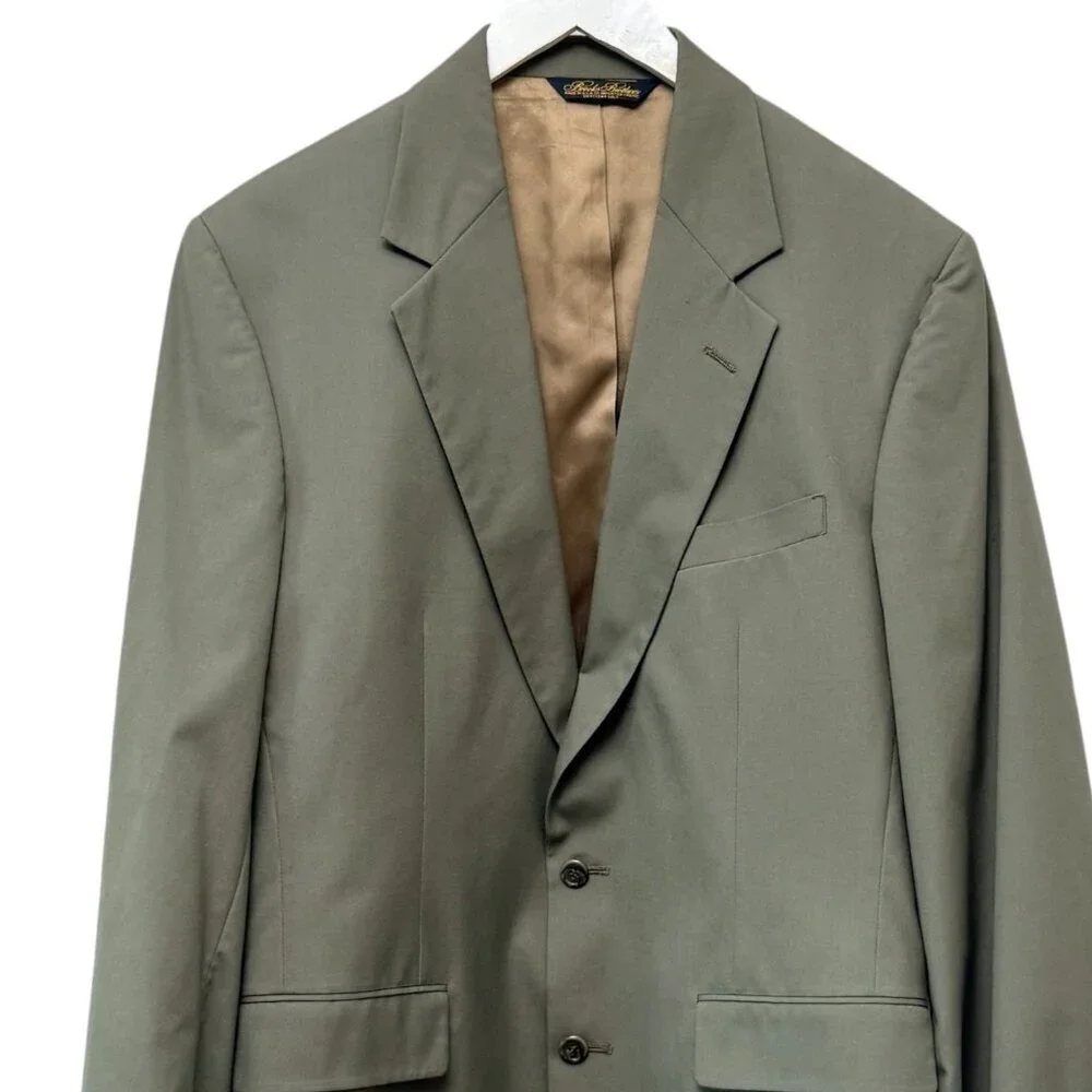 BROOKS BROTHERS  Mens Chino Blazer 41L Olive Green Classic Preppy Jacket